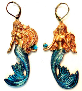 Handmade Mermaid Earrings with Swarovski Crystals