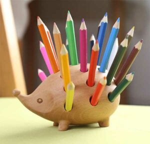 Hedgehog Wooden Pencil Holder Gift Idea