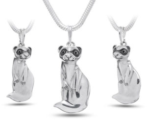 Silver Ferret Pendant Necklace