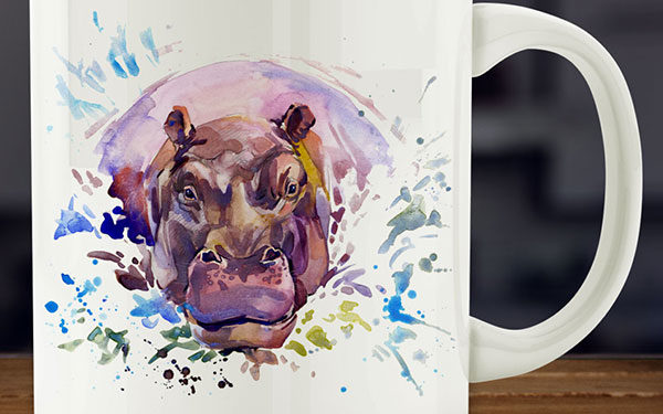 Watercolor Hippo Mug