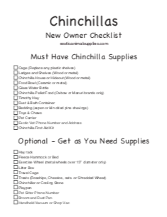 Chinchilla New Owner Checklist Printable