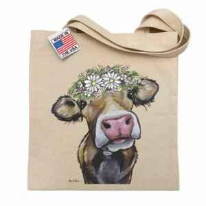 Flower Crown Cow Tote Bag