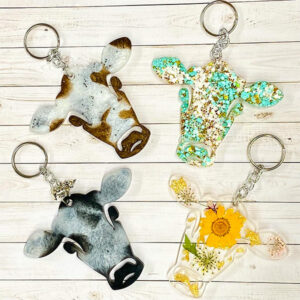Resin Cow Keychain Gift Idea