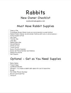 Rabbit New Owner Supply Checklist