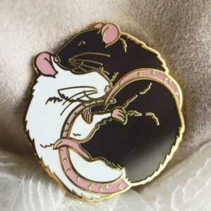 Cuddling Fancy Rats Enamel Pin Gift Idea