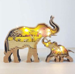 3D Wooden Elephant Statue Gift